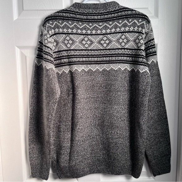 NWOT Rumors sweater crewneck Women Medium gray white knit fair isle Nordic pull - Picture 7 of 7